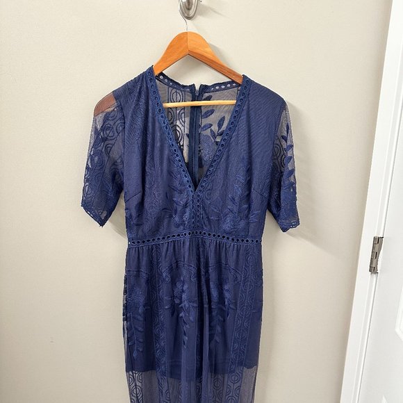 Blue Lace Maxi Dress - Picture 1 of 3
